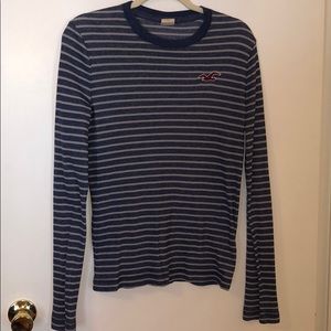 Faded Blue Striped Hollister Long Sleeve Tee